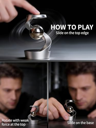 Kinetic Desk Toys Adults Executive Forever Gadgets Desktop Fidget Spinner for Teens Office Stress Relief Optical Illusion Machined Cool Artistic Anxiety Metal Precision Sculpture Device - Thumbnail 5