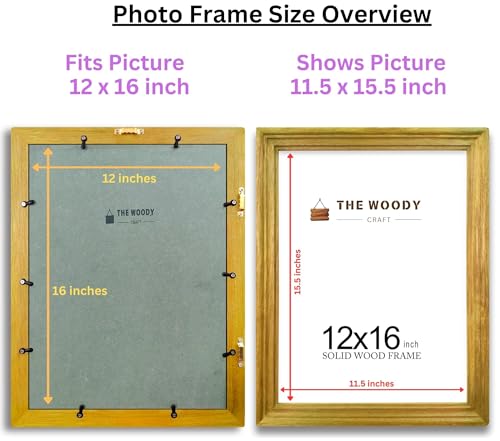 Image of Photo Frame 12x16 inch | Hanging Photo Frame | Small picture Frame | Yellow Wooden Frame for Wall | Cheerful Wall Decoration (12x16 inch, Yellow)