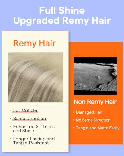 Image of Full Shine Clip in Hair Extensions Real Human Hair Ash Blonde Highlights | Natural Hair Clip in Extensions, Double Weft, Soft Straight, Remy Brazilian Hair, 7 Pcs 20 Inch 120g