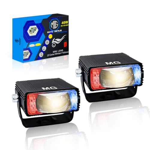 Image of Universal 40W LED Fog Lamp with Switch for Cars and Bikes | Multi-Color Auxiliary Light with White, Yellow, Red Blue and Dual Combo Beams | Waterproof Off-Road Projector Lens Headlight