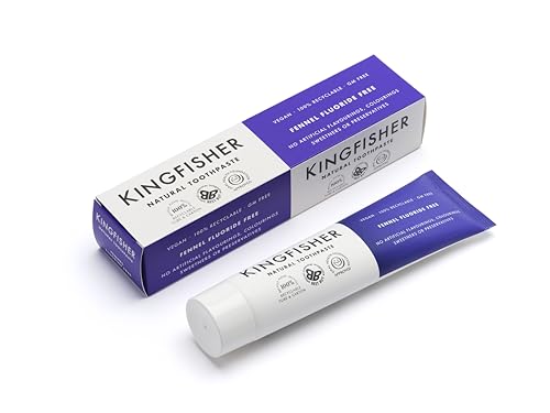 Kingfisher Natural Toothpaste Fennel Fluoride-Free | Suitable for Vegetarians and Vegans | Oral Health Foundation Approved | Gluten-Free and GM-Free | Ethical Consumer Best Buy | 3 x 100ml Tubes