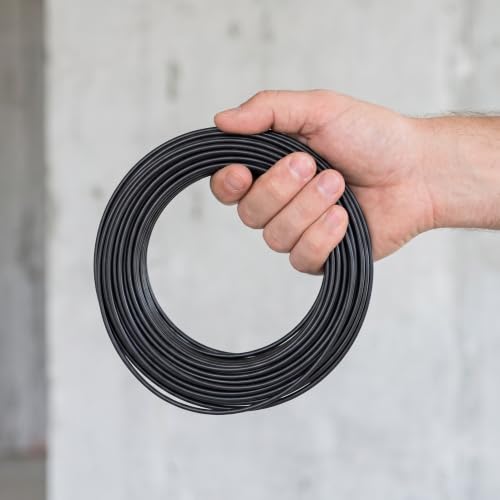 Zerodeko 4 piezas cinta de alambre resistente - 59 pies de alambre galvanizado recubierto de plástico negro - Organizador de cables metálicos para cables de energía y tutores de tomates en jardín miniatura 5
