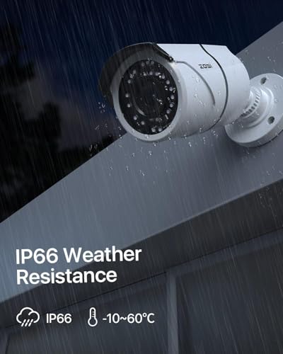 Image of ZOSI 2-Pack 5MP Add-on PoE Security Camera with Ethernet Cables, 120ft Night Vision, IP66 Weatherproof, Outdoor Indoor Home Bullet Camera Only Compatible Same Brand 5MP 4K PoE NVR Systems
