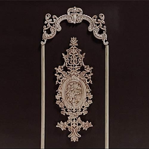 ZAMTAC Old Wood Carved Floral Decals Decorative European Style Furniture Wall Frame is Not Painted Household Cabinet Door Decoration - (Color: 40CMX23CM)