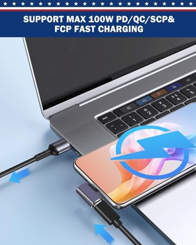 Image of Tobo Right Angle USB-C Adapter 40Gbps Data Transfer USB 4.0 /Thunderbolt 4 Type C Male to Female Connector Extender for Mobile Phone, Switch, Steam Deck, Tablet, Laptop TD-944CC
