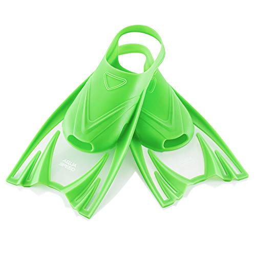 Aqua Speed Trainingsflossen kurz für Kinder I Training Schwimmflossen Mädchen Jungen I Kurzflossen Schwimmtraining I Schnorchel Flossen kurz I Schwimmbad I Pool I Grün, Gr 25-29 (S) I Frog