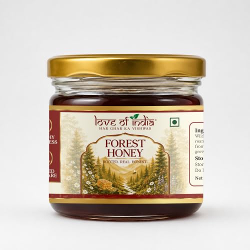 Love of India Forest Honey 400gm | Raw & Unprocessed | Pure Natural Honey | Ethical Forest Collection | Original Raw Honey | Indigenous Honey | Honey in Fresh | Glass Jar | Lab Tested