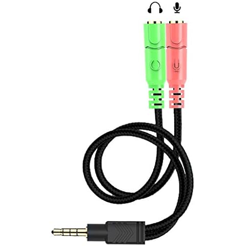 ENVEL 3.5mm Jack Cable Headset Adapter Kit CTIA for Laptop,PS4,Smartphone,Xbox One,Tablet Earphone with Headphone/Microphone Simultaneously Y Splitter Audio 2 Female to 1 Male Cover