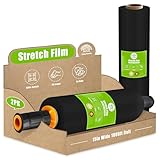 Cosy Family Plastic Wrap Stretch Film Roll - 1000ft 60 Gauge Industrial Strength 15 inch Wide Plastic Wrap Roll with Handles for Pallet Wrapping Shipping Moving - Black, Pack of 2