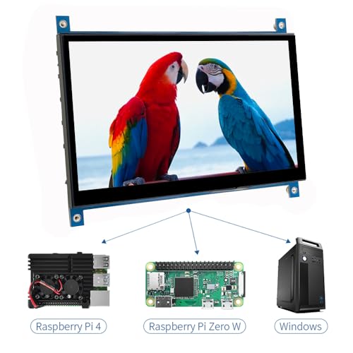 Image of 7 Inch HDMI Display Monitor 1024x600 IPS Screen with Capacitive Touch- Portable HD Monitor for Raspberry Pi, PC, Laptop, DIY Projects w /Micro USB Power, Mounting Holes & Adjustable Brightness