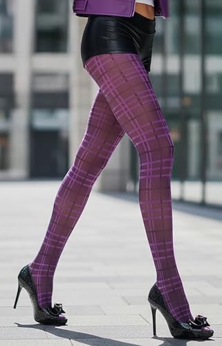 Image of ToBeInStyle Women's Argyle Checkered Diamond Rhombus Net Opaque Sheer Tights Pantyhose