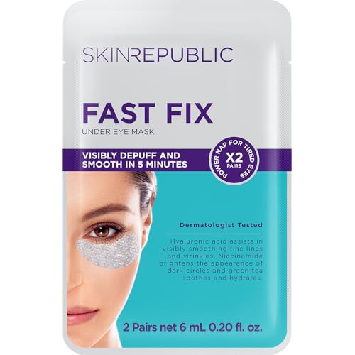 Skin Republic Fast Fix Under Eye Mask | Visibly Depuff & Smooth Under Eyes in 5 Minutes | Reduces Dark Circles, Puffiness & Wrinkles | Hydrating & Firming Under-Eye Treatment (2 Pairs)