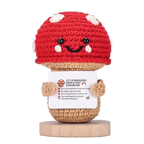 Fungi Fun Positive Crochet Mushroom Plush – Cute Crochet Doll