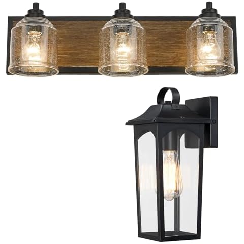YKLITG Outdoor Wall Light and 3-Light Bathroom Vanity Light Cover
