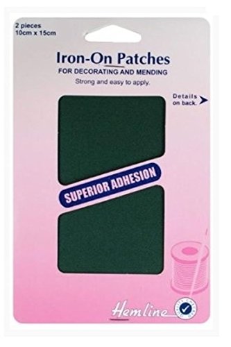 Hemline Iron On Repair Bottle (10 x 15cm) Cotton Twill Patches (2 Pcs) Mend Glue Sew Fabric Jackets Curtains Pillows Lining H690BOT