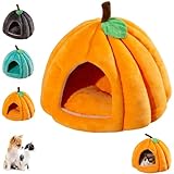 Pumpkin Cat Bed, 2025 Cute Pumpkin Shape Cat Cave, Puppy House for Cats Small Dogs (Orange-red, S)