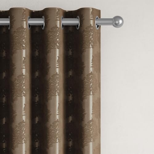 Image of Wakefit Jacquard Room Darkening Curtain | Light Blocking Upto 70% | (5 x 3.9 ft) | Door Curtain | Set of 2 | Reduces Noise | Machine Washable | Smash |Tree Light Brown