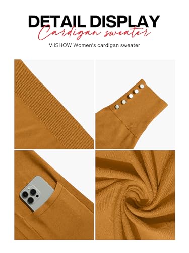 Image of VIISHOW Women Cardigan Sweater Lightweight Open Front Long Sleeve Soft Fine Knit Casual Trendy Kimono Cardigans with Pockets