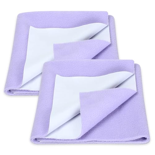 Image of GLUN Quick Dry Absorbent Baby Bed Sheet for Mattress Protector, Pack of 2 Baby Pleasing Lavender Bed Sheet, Size 50x70cm, Waterproof, Quick Drying, Anti-Itching Cloth