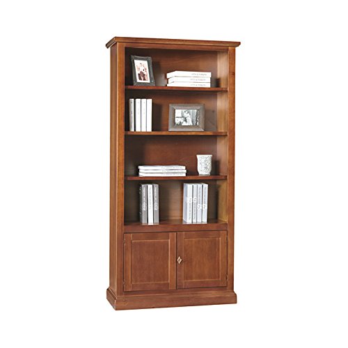  ZeroDueZero - Libreria, Stile Classico, In Legno Massello E Mdf Con Rifinitura In Noce Lucido - Mis. 90 X 41 X 186