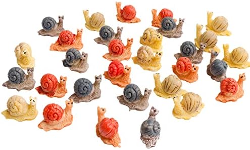 Aydinids 30 Pcs Miniature Snail Figurines Resin Mini Snail Figures for Fairy Garden Miniature Accessories DIY Micro Landscape Ornaments