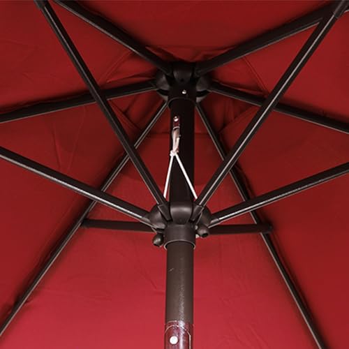 Image of Blissun 7.5 ft Patio Umbrella, Yard Umbrella, Outdoor Market Umbrella with Push Button Tilt Crank, Burgundy