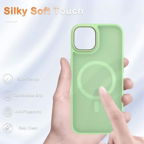 Image of for iPhone 14 Case, iPhone 13 Case, Matte Magnetic Case, Mint Green | Fit for Magsafe, Screen Protector Included, Matte Translucent Frosted Slim Shockproof Protective Phone Cover