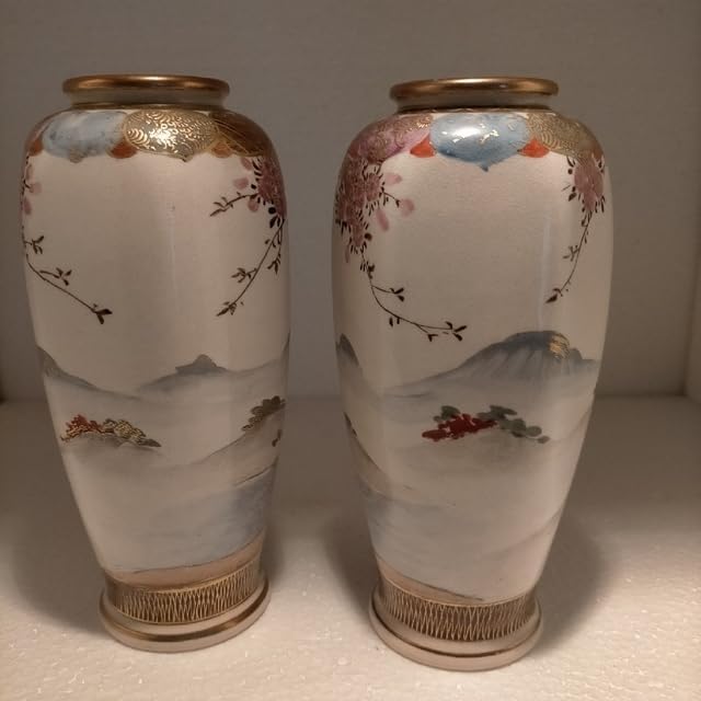 アンティーク 里帰り  薩摩焼  喜多村　 ベース 花瓶 一対 アンティーク 里帰り 薩摩焼 喜多村 ベース 花瓶 一対