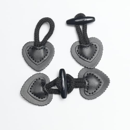 2pcs 1.3 * 1.4cm Black PU Leather Button Down Coat Outwear Buttons4
