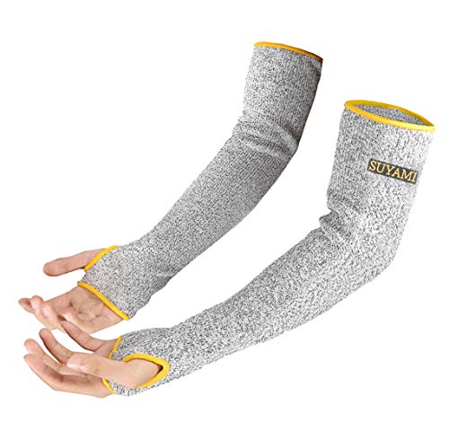 SUYAMI 2 Pairs Arm Protection Sleeves, Cut Resistant Sleeves Level 5 Protection, Slash Resistant Safety Arm Guards