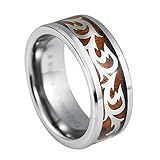 Anillo de carburo de tungsteno hawaiano de madera de koa tribal de 8 mm de ajuste cómodo / alianza de boda, 12, Madera, No