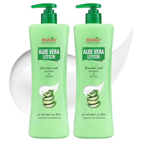 Image of Multani Natural Aloe Vera Body Lotion (Pack of 2 (400ml each) | with Deep Moisture | Moisturizer For Normal, Dry, Combination & Sensitive Skin | Moisturising Body Lotion for Women & Men | Hydrating & Refreshing | Helps in Dryness Reduction & Softens The Skin