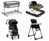 Jeep TurboGlyde 3-in-1 Stroller + 2-in-1 High Chair + Delta Children Close2Me Bedside Bassinet + Wrangler 3-in-1 Activity Walker, Compatible with Multiple Car Seat Brands (See Description)