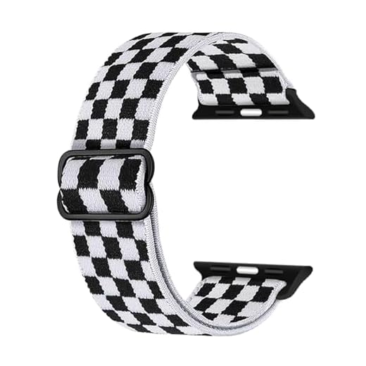 Stretchy Nylon Loop Bands Compatible with Apple Watch 38mm-49mm, iWatch Series 1-11, SE, Ultra; Sport Loop Design; Unisex; Black with Red, Graphic Print; 9.5 inches; Adjustable Fit (44mm/45mm/46mm/49mm/(42mm-Series 3 2 1),White and black)