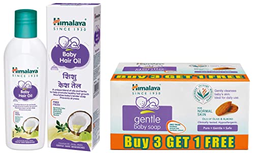 Himalaya Baby Hair Oil 200 ml and Gentle Baby Soap (75g, Free)