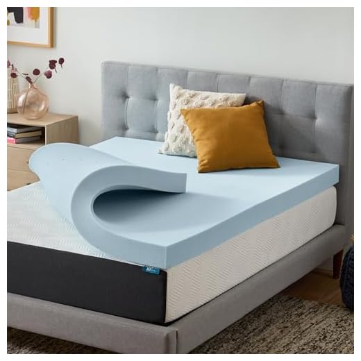 LUCID 4 Inch Gel Memory Foam Mattress Topper-Ventilated Design-Ultra Plush-Twin XL Blue