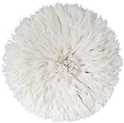 Juju Hat in Ivory/Cream, Wall Decor, Home Decor, Handmade Craft, Bamileke Juju Hat, Authentic African Decor, Feather Headdress, 30" in Diameter