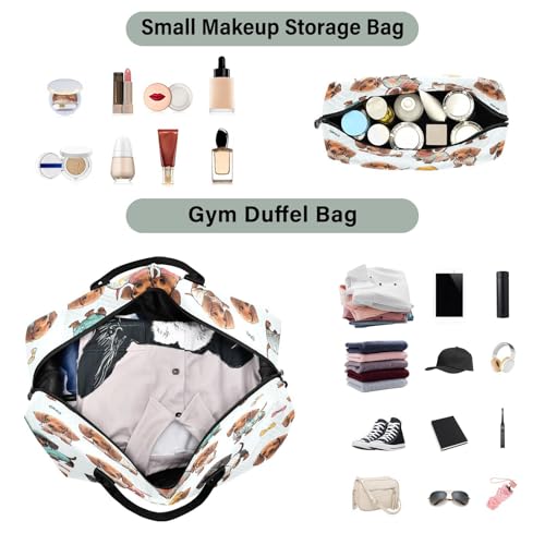 Large Foldable Travel Duffel Bag, Waterproof Gym Bag for Men & Women, Carry-On Luggage Weekender Overnight Bag, Dapper Dachshund Print4