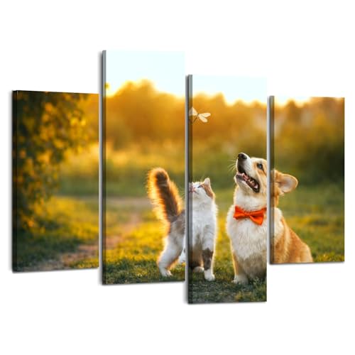 Canvas Wall Art Prints Pictures Cute fluffy friends cat dog