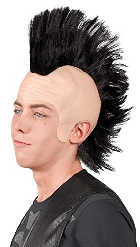 Mens Ladies Black 1970s 70's Punk Mohawk Wig Fancy Dress Costume Outfit Accessory
