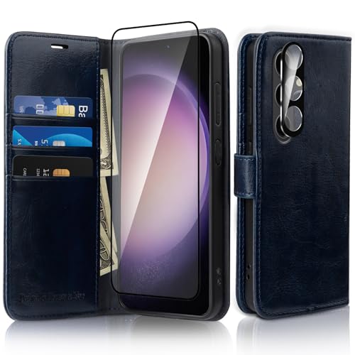 MONASAY Wallet Case Fit for Samsung Galaxy S24+ Plus 5G, [lens & Glass Screen Protector included] [RFID Blocking] Flip Folio Leather Cell Phone Cover with Credit Card Holder?6.7 inch, Blue