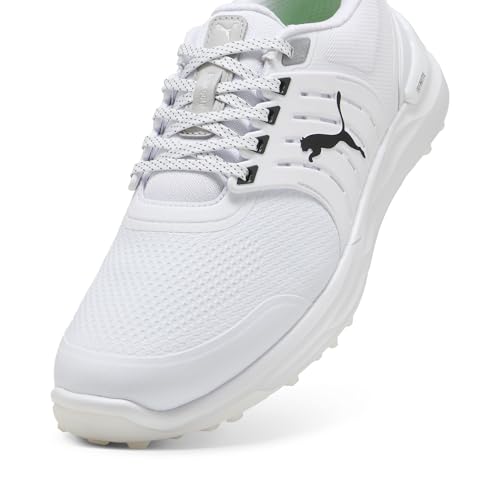 PUMA Men's Ignite Elevate 2 Wide Golf Shoes, White Black Silver, 92