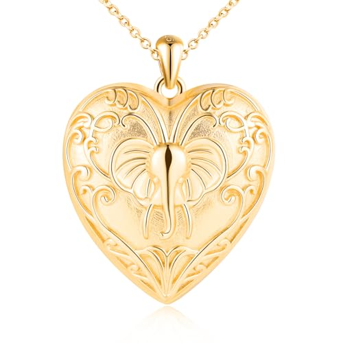 Collar Foto Corazón de plata souvenir conmemorativo con elefante regalo de aniversario mujer