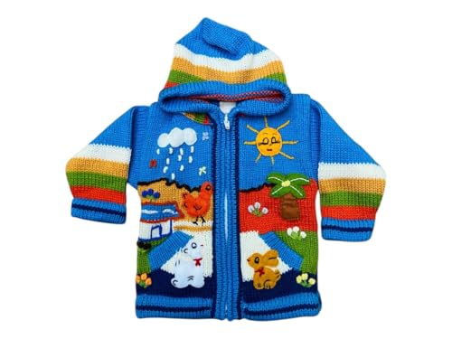 Children arpillera Sweaters, Kid Cardigan, Fall Winter Sweater for Kids, Handmade Peruvian Sweater Jacket Cardigan2