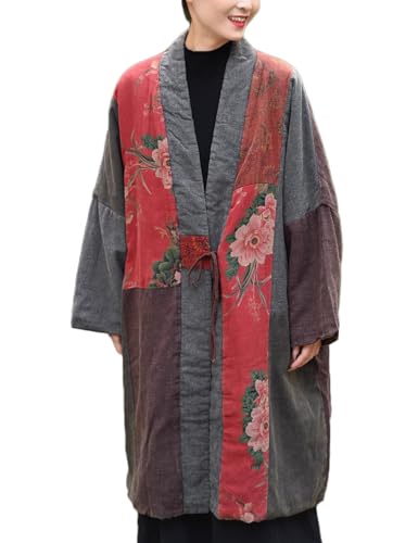 NFYM Cappotto lungo trapuntato oversize da donna, aperto sul davanti,