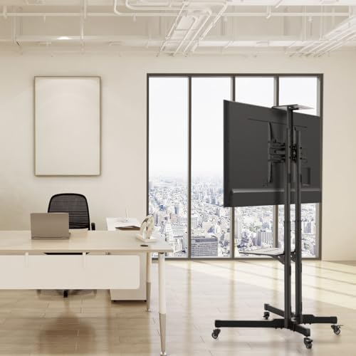 Tm Electron TMSLC324 Supporto Da Terra Universale Con Ruote Per Monitor O Televisori Led, Oled, Lcd, Plasma Da 37" Fino A 70", Max 50Kg, Vesa 600X400 - 6