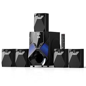Bobtot Home Theater System, 1000 Watts Peak Power Surround Sound Systems 5 Wired Satellite Audio Speakers 8″ Subwoofer 5.1/2.1 Channel Deep Bass with ARC Optical Bluetooth AUX Input
