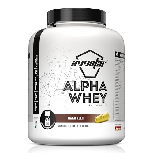 Image of avvatar ALPHA WHEY PROTEIN | 2Kg | Malai Kulfi Flavour | 25g Protein | 50 Servings