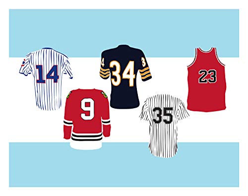 Legends of Chicago Sports Jersey Collection Art Print11x14 (Alphabet Cities)