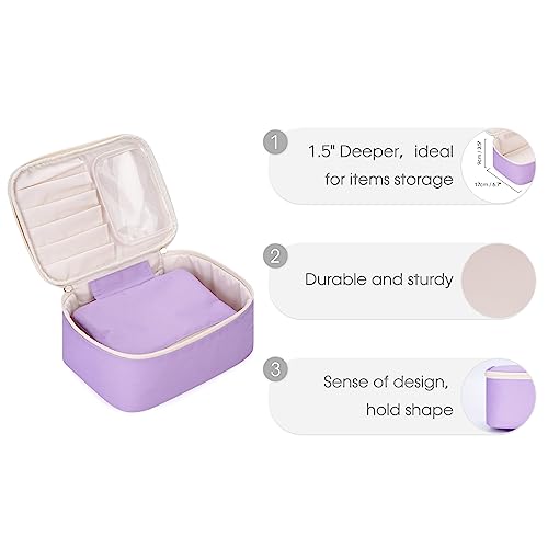 Image of Travel Makeup Bag Large Cosmetic Bag Make up Case Organizer for Women and Girls, Light Purple, Cosmetic Bag